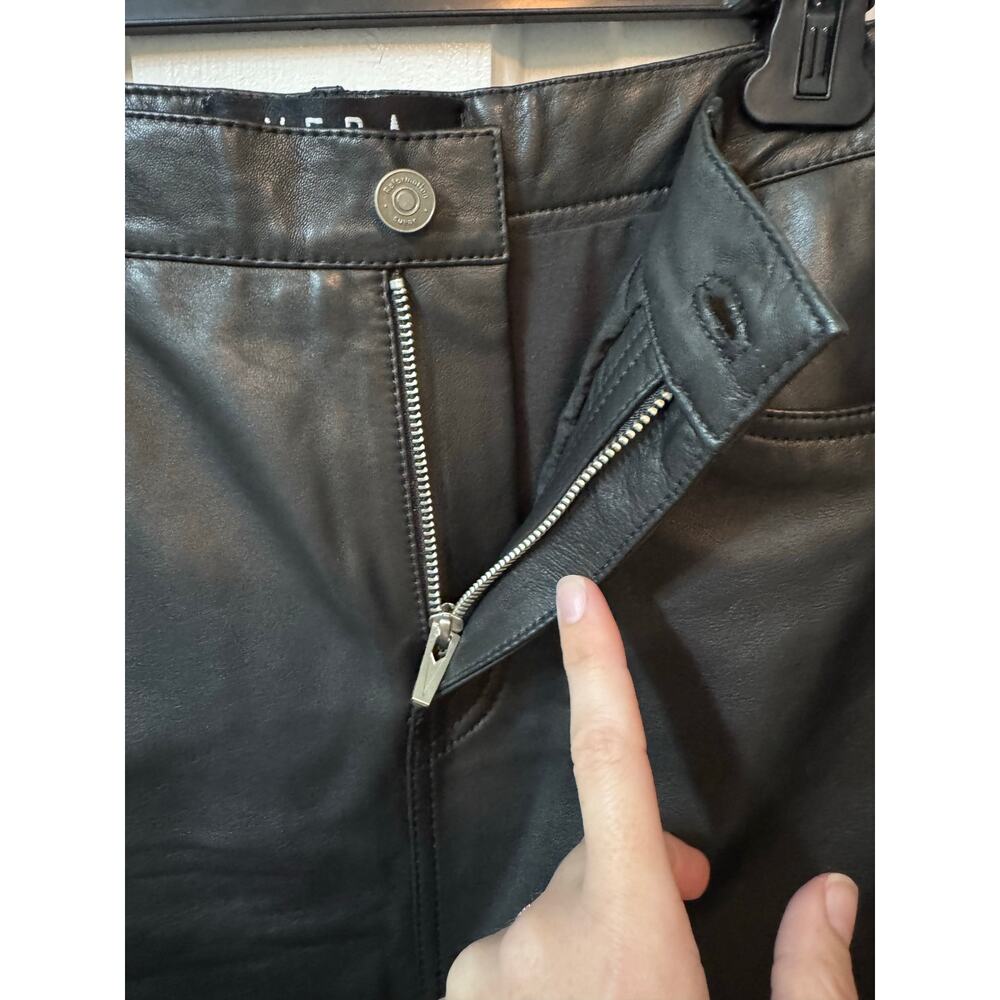 NEW Reformation Veda Black Lambskin Leather Front Slit Maxi Skirt Size 2 - Picture 11 of 16